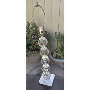 MCM Robert Abbey Crystal Stacked Orbs Table Lamp Marble Base 27.5" Excellent